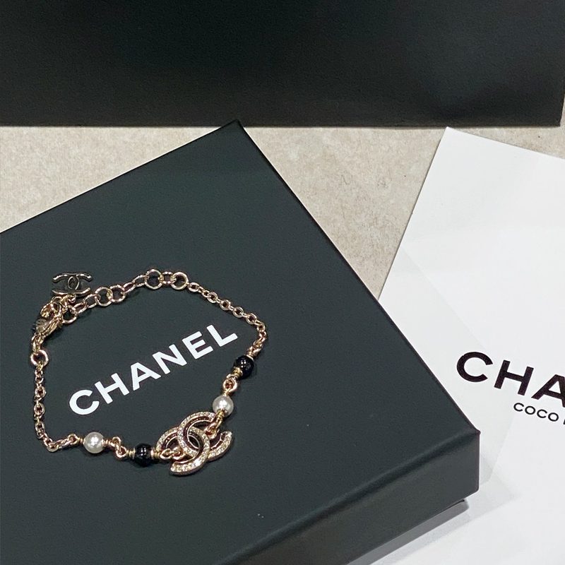CHANEL Strass Crystal ν Chain λΉμ¦ Gold Bracelet