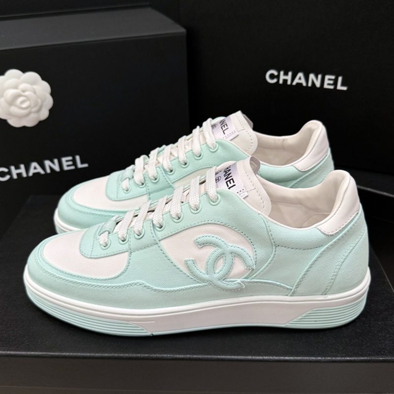 CHANEL Cotton CC Logo 민트 Sneakers Women's용