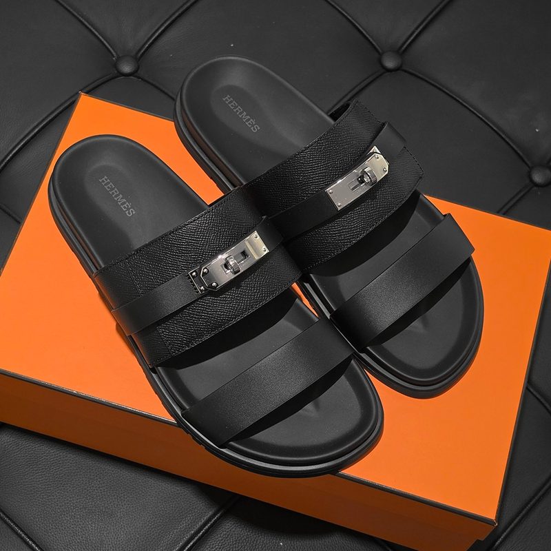 HERMES Sandals / 잭슨 앱송 Calfskin Black 은장