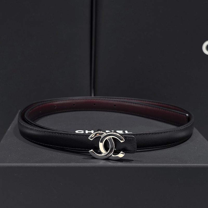 CHANEL Belt / CCLogo Mini Silver ํ๋ ์ดํธ Belt ์์ฅ Black+๋ฒ๊ฑด๋์๊ฐ