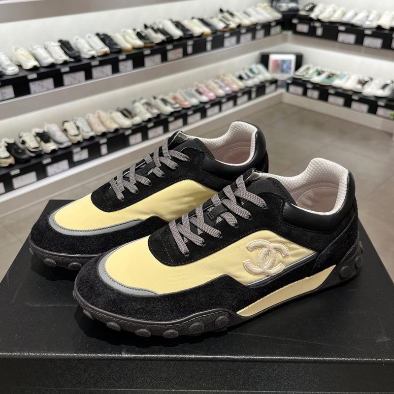 CHANEL Sneakers / 연노랑 Fabric Calfskin Suede Black