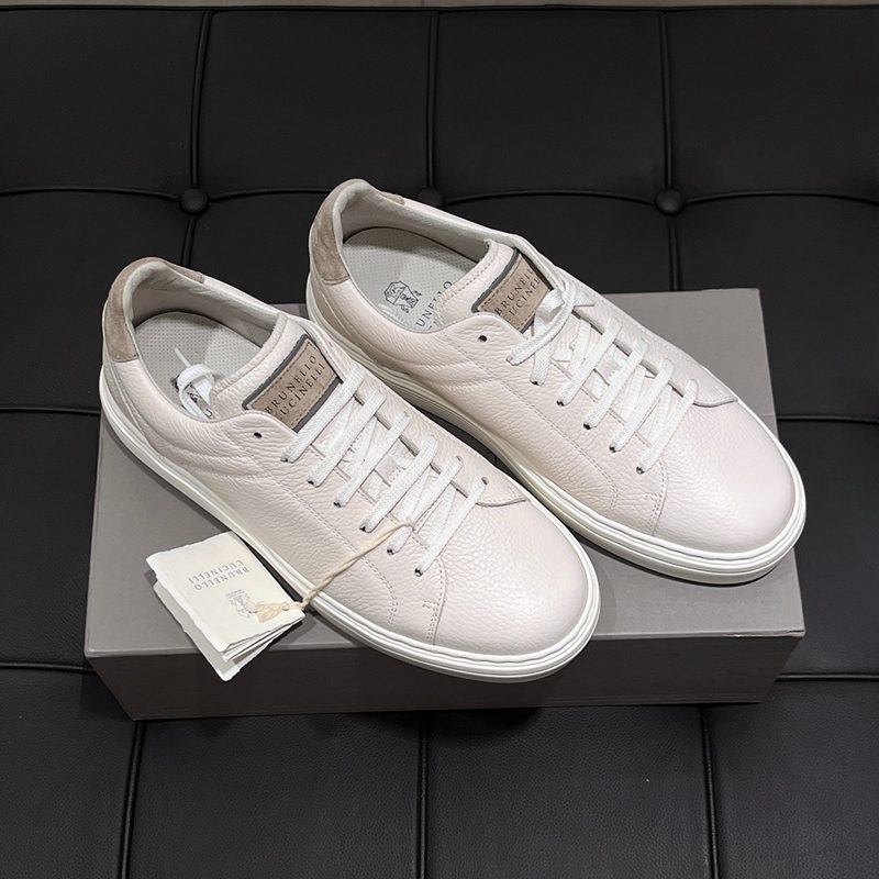 브루넬로 쿠치넬리 Sneakers / 레더그레인드 Calfskin Sneakers White 베이지 Tab