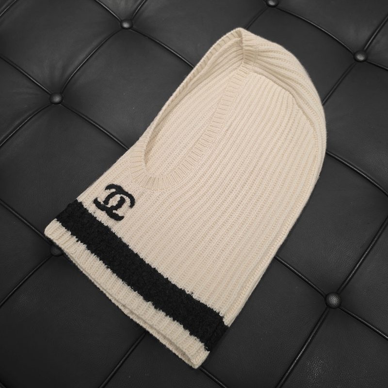 CHANEL Cashmere Silk CC Logo 바라클라바 Black 아이보리