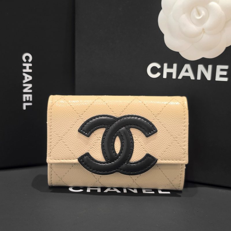 CHANEL 깜봉 CC Flap Card Holder Wallet 베이지