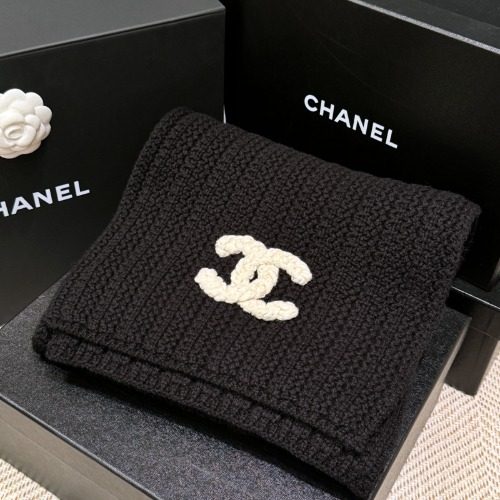 CHANEL Muffler Cashmere ๋ํฐ๋ CC Logo Black