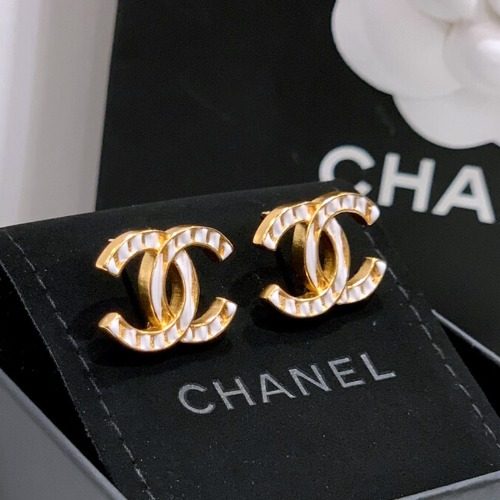 CHANEL CC Logo White Gold Vintage 귀걸이