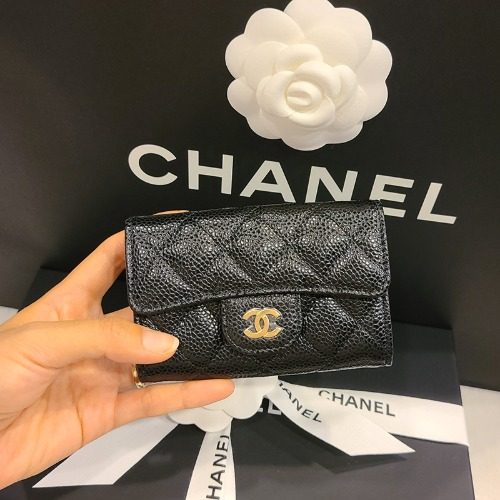 CHANEL Classic Card Wallet ๊ทธ๋ ์ธ๋ Calfskin Gold-Tone