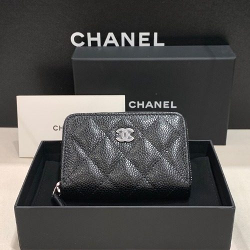 CHANEL Classic Zipper ๋์ Wallet ๊ทธ๋ ์ธ๋ Calfskin ์์ฅ CC