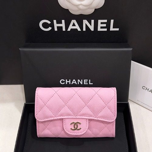CHANEL Classic ๊ทธ๋ ์ธ๋ Calfskin Card Wallet ๋ผ์ผ๋ฝํํฌ ์ดํ์ธ๊ณจ๋