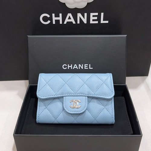 CHANEL Classic Card Wallet ๊ทธ๋ ์ธ๋ Calfskin ์ฐํ๋ ์ดํ์ธ๊ณจ๋