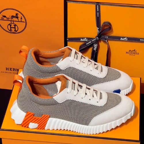 HERMES 바운싱 Sneakers 베이지 Suede H 블루오렌지 Two-Tone