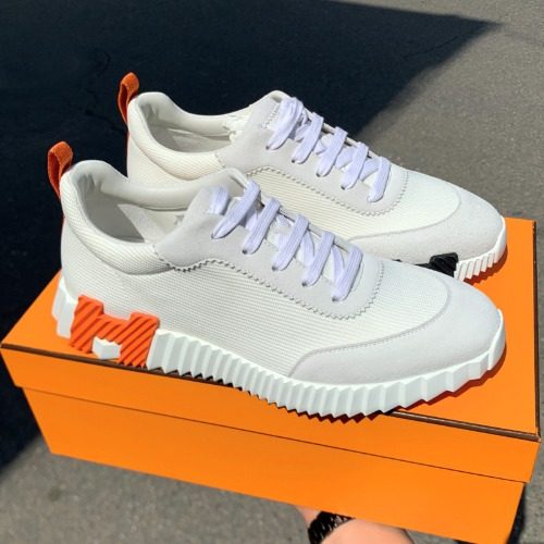 HERMES 바운싱 Sneakers Suede White H Black 오렌지 Two-Tone