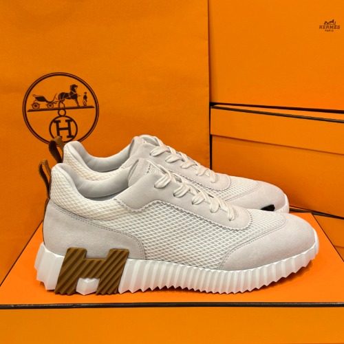 HERMES 바운싱 Sneakers Mesh White H 브라운 Black Two-Tone