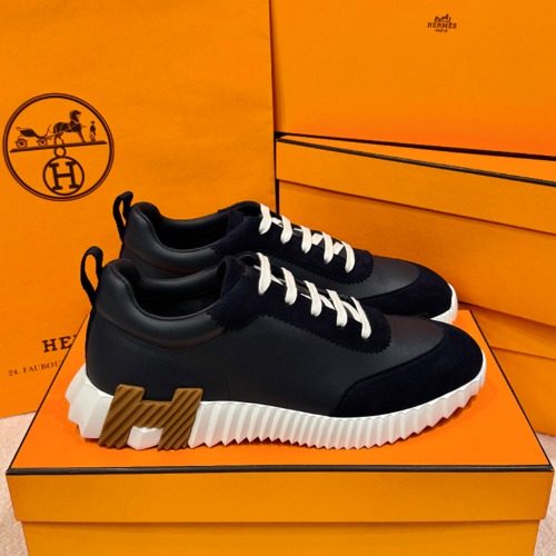 HERMES ๋ฐ์ด์ฑ Sneakers ๊ณ ํธ์คํจ Navy H ๋ธ๋ผ์ด Black Two-Tone