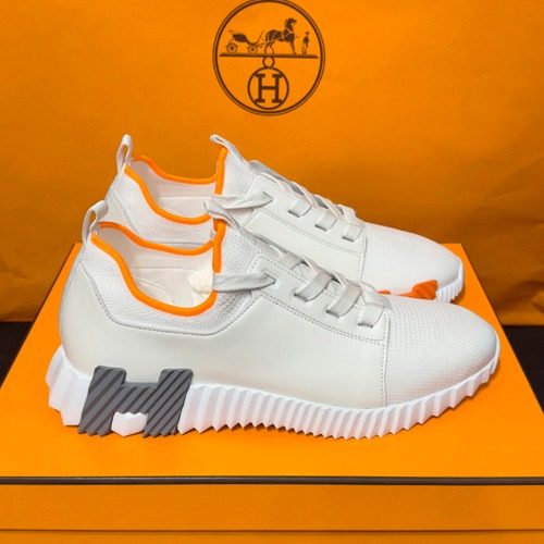 HERMES ๋ํํธ Sneakers White H ๊ทธ๋ ์ด ์ค๋ ์ง Two-Tone