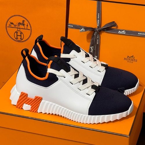 HERMES ๋ํํธ Sneakers White H ์ค๋ ์ง Black Two-Tone