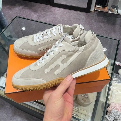 HERMES Jet Sneakers Suede 고트스킨 베이지