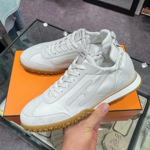 HERMES Jet Sneakers Suede 고트스킨 White