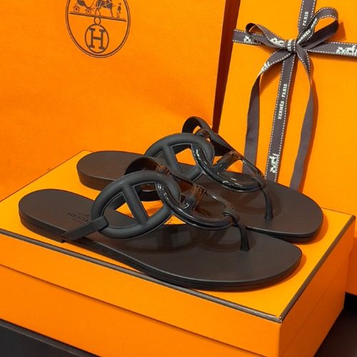 HERMES 에제리 Sandals 젤리 Shoes Black