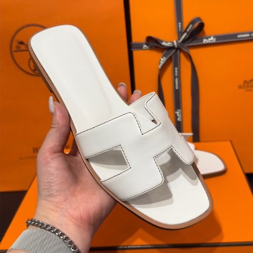 HERMES μ€λ Sandals Calfskin Classic White