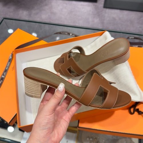 HERMES 오아시스 Sandals Calfskin Gold 브라운