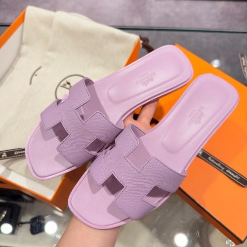 HERMES 오란 Sandals Calfskin 앱송 바이올렛 퍼플