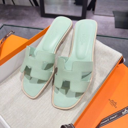 HERMES 오란 Sandals Calfskin 앱송 민트 베이지 Two-Tone