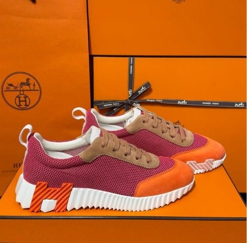HERMES 바운싱 Sneakers 핑크 Multi Mesh H 오렌지 Logo