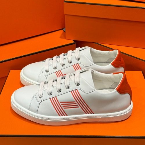 HERMES 아반티지 Sneakers Calfskin 오렌지 White