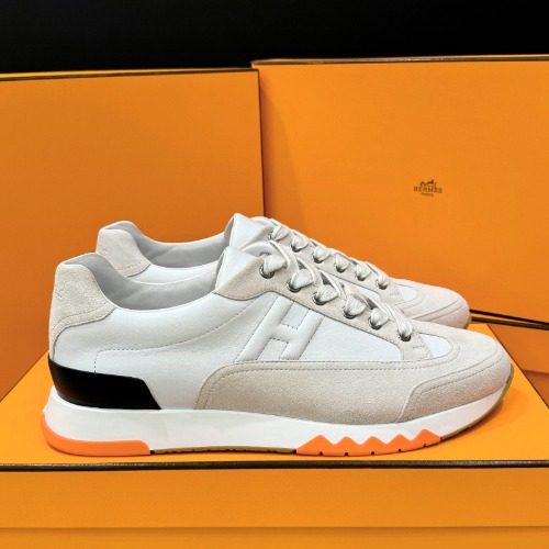 HERMES 트레일 Sneakers Calfskin White 오렌지