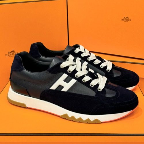 HERMES 트레일 Sneakers Calfskin Navy