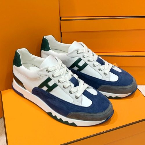 HERMES 트레일 Sneakers Calfskin White Navy