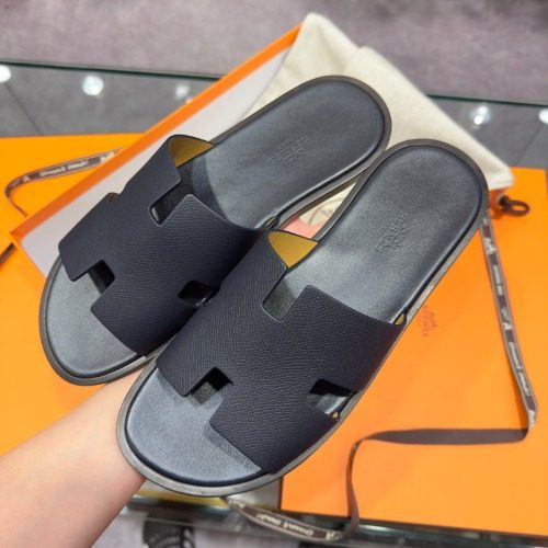 HERMES 이즈미르 Slippers 앱송 Calfskin Navy Sandals 41.5 / 42