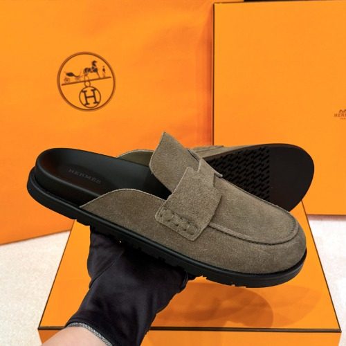 HERMES Suede Calfskin 에토프 Go Mules
