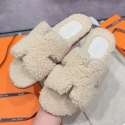 HERMES 이즈미르 Sandals 울스킨 아이보리