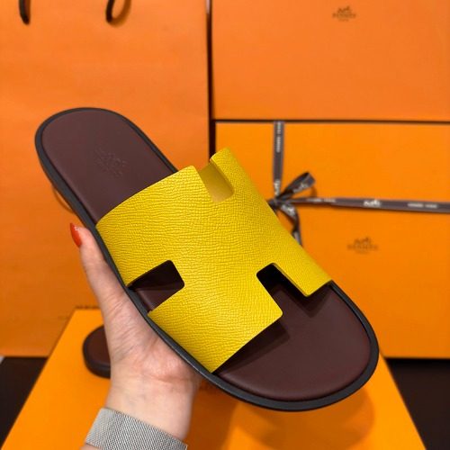 HERMES ์ด์ฆ๋ฏธ๋ฅด Slippers ์ฑ์ก Calfskin ์๋ก์ฐ ๋ธ๋ผ์ด Two-Tone 42