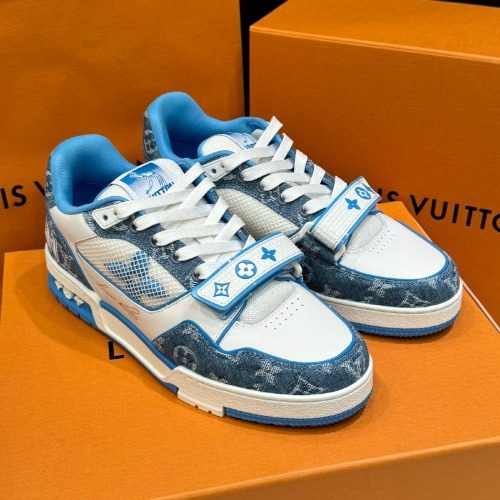 LOUIS VUITTON Velcro Sneakers LV Trainer 마린 Denim