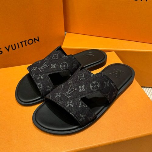 LOUIS VUITTON Sandals Monogram Denim Black Mules