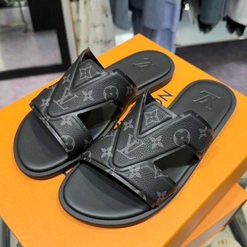 LOUIS VUITTON Sandals Monogram Mules Black
