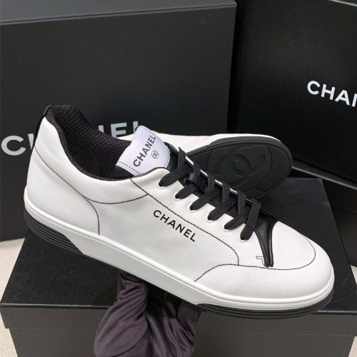 CHANEL Sneakers Cotton Denim Lettering White Sneakers