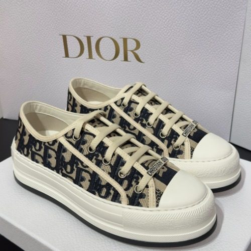 DIOR Embroidered Cotton Platform Sneakers 브라운 Black Sneakers