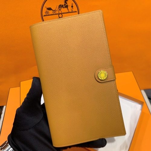 HERMES Wallet RMS 뚜떵맹 Wallet 에버컬러 팔라듐 옐로우 브라운