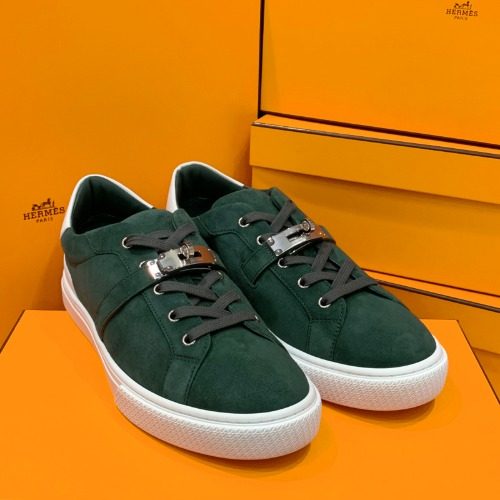 HERMES Calfskin 로즈골드 켈리 Buckle 그린 Day Sneakers