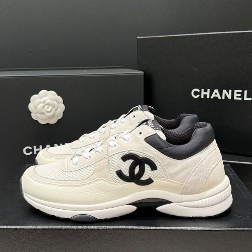 CHANEL 크루즈 Mesh Calfskin 아이보리 Sneakers Men's용