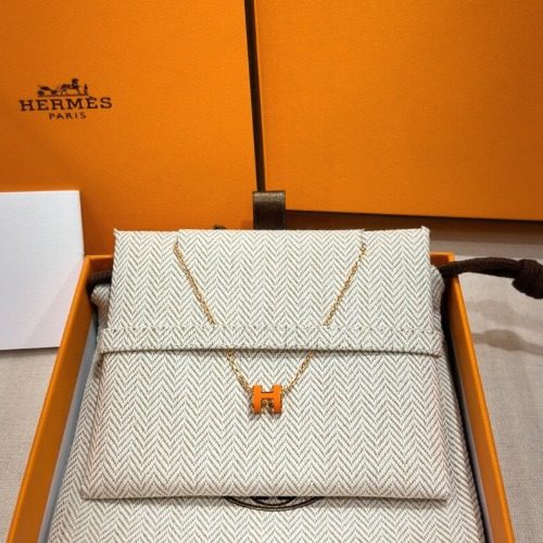 에르메스 미니 팝아슈 목걸이 오렌지 로즈골드