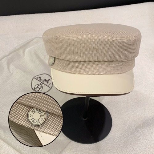 에르메스 카프스킨 코튼 도빌 플레인 에어 캡 모자 베이지