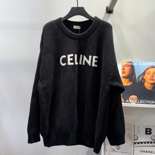 CELINE ๋ฆฝ๋ Wool Oversized Sweater Black