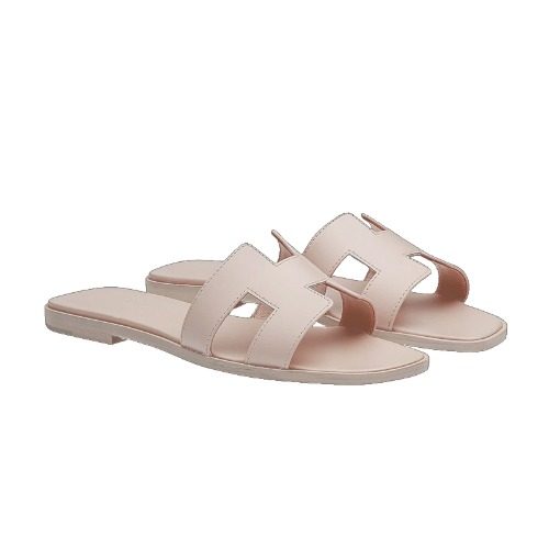 HERMES 오란 Sandals Calfskin 아이보리 핑크