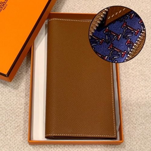 HERMES μν°μ¦ Twill Long Wallet μ±μ‘ Gold λΈλ£¨ μκ°