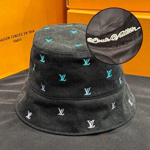 LOUIS VUITTON Hats LV Blason 셰이딩 Denim Reversible Bucket Hat